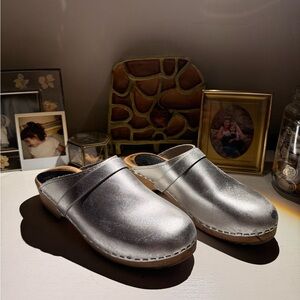 Silver Metallic Clogs